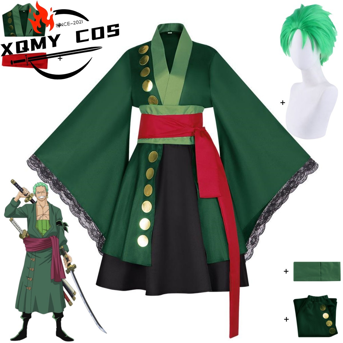 Anime Zoro Cosplay Female - Xqanime roronoa zoro cosplay traje wano