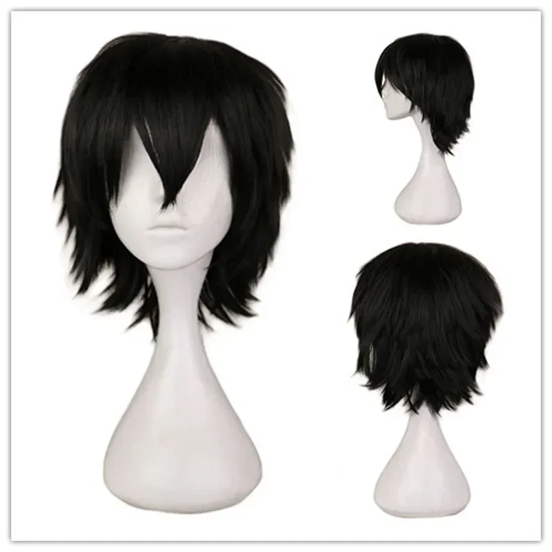 Cosplay Anime White Hair - QQXCAIW Peruca masculina, preta, branca, roxa,