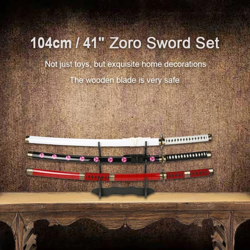 Cosplay Anime Zoro - 2026 Novo Kit de 3 Espadas