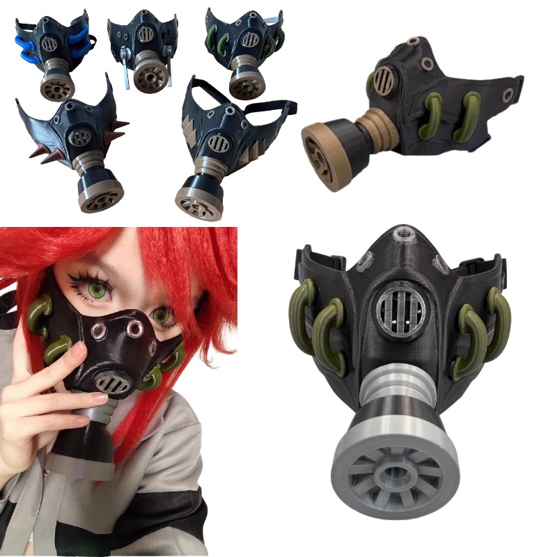 Anime Cosplay Male - Máscara de Gás Preta 3D Impressa