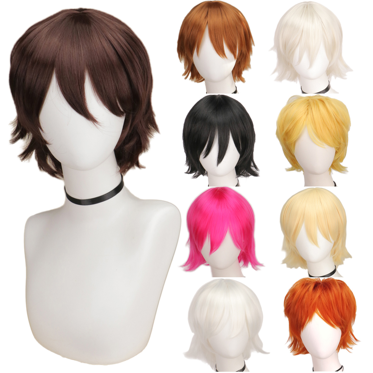 QQXCAIW Peruca masculina, pret - Cosplay Anime White Hair avaliação e preço