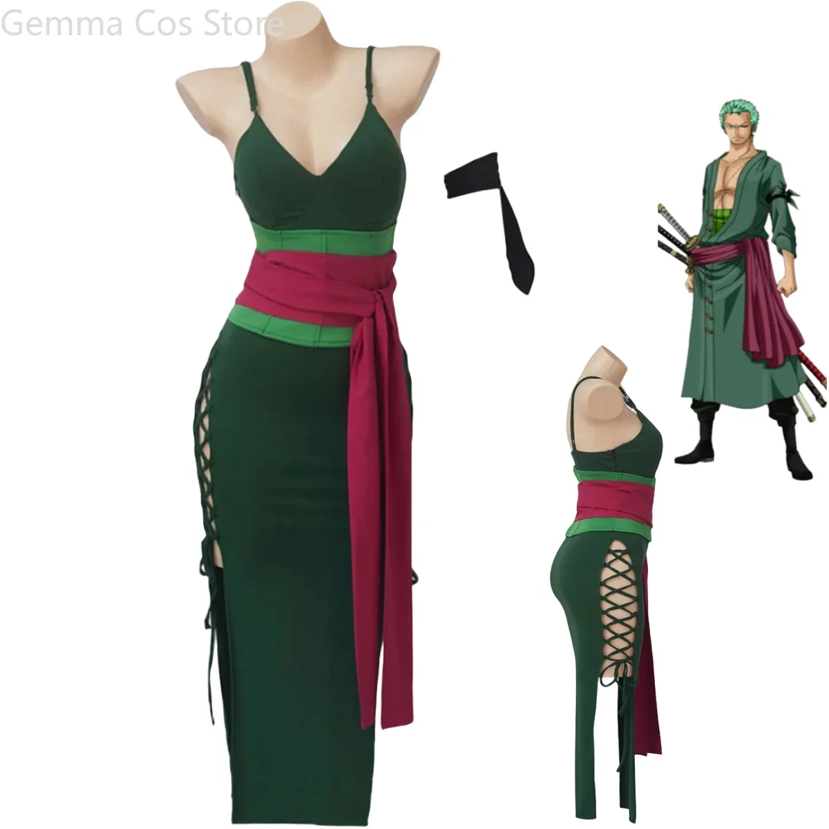 Anime roronoa zoro cosplay tra - Anime Zoro Cosplay Female avaliação e preço