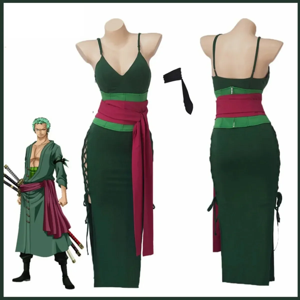 Anime roronoa zoro cosplay tra - Anime Zoro Cosplay Female avaliação e preço
