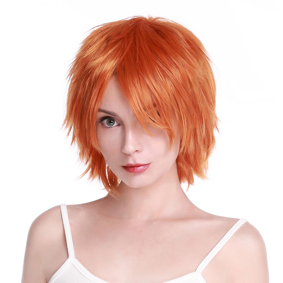 S-noilite-peruca sintética cur - Cosplay Anime White Hair avaliação e preço